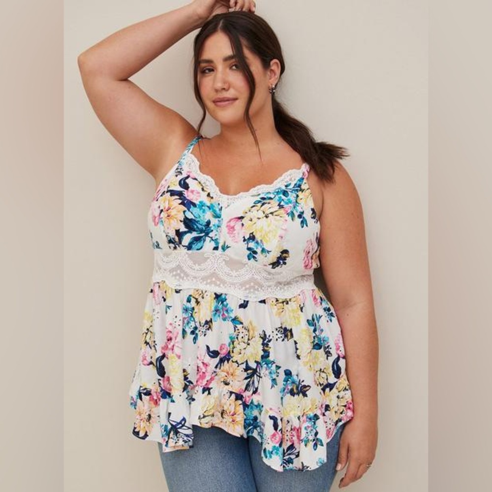 TORRID - Babydoll Eyelet With Lace Detail Top - 1/XL